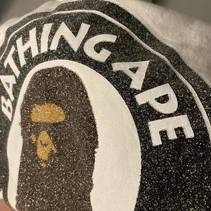 Bathing ape small womens  glass beads /rhinestones  shirt RARE!